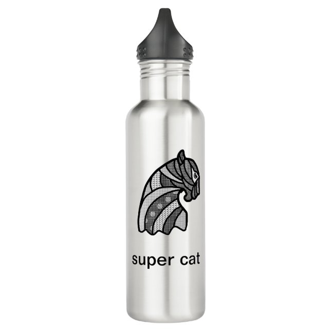 Black and White Super Cat Modern Art  710 Ml Water Bottle (Left)