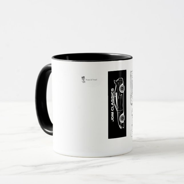 Black and White Supra Mug | Piston & Thread (Devant gauche)