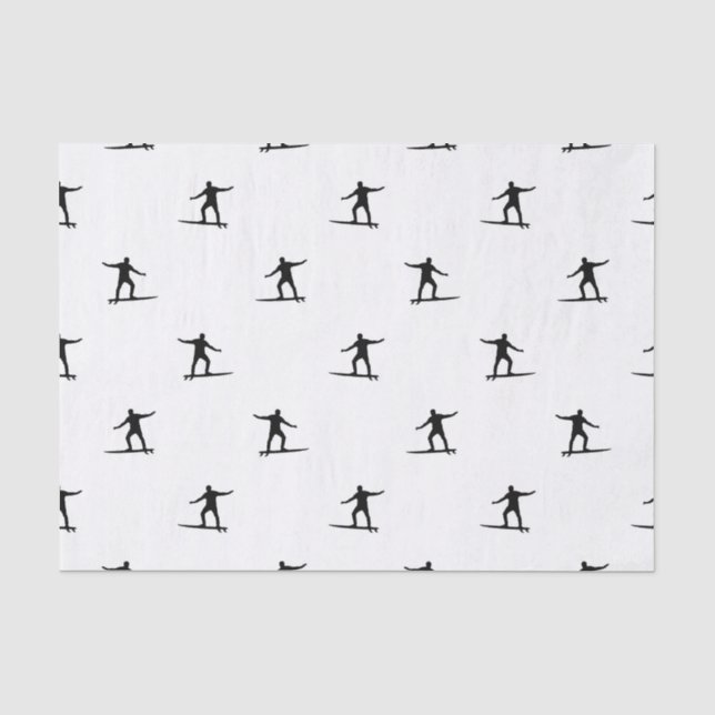 Black and White Surfing Motif Graphic Print Tissue Paper (Front)