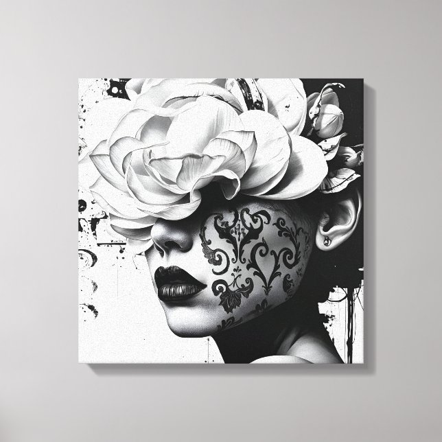 Black and White Surreal Collage Portrait Canvas  (Front)