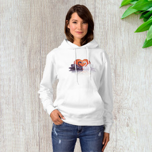 Black and White Swans in Love Heart Hoodie