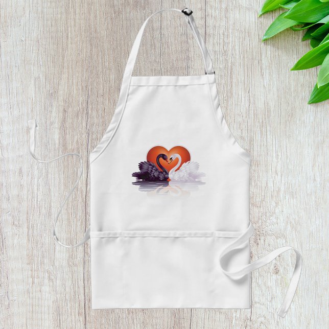 Black and White Swans in Love Heart Standard Apron (Creator Uploaded)
