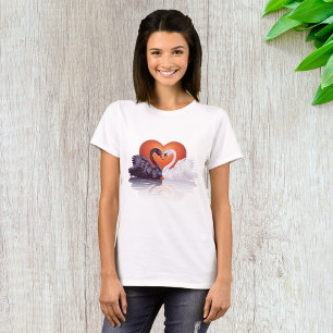 Black and White Swans in Love Heart T-Shirt