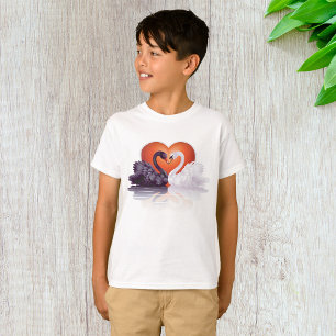 Black and White Swans in Love Heart T-Shirt