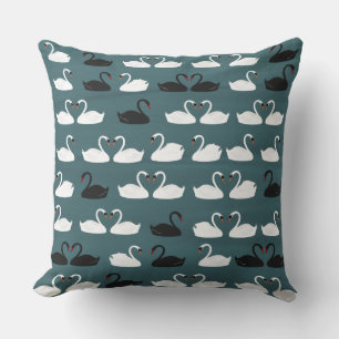 Black and White Swans Throw Pillow