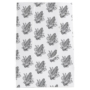 Black and white sweet corn cob icon medium gift bag