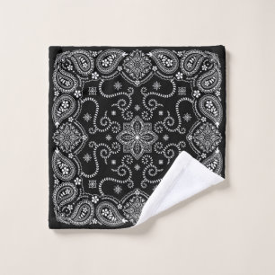 Black and White Swirl Bandana  Wash Cloth