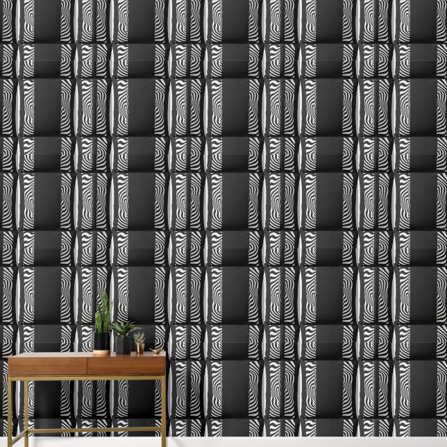 Black And White Swirl Cushy  Wallpaper (Hallway)