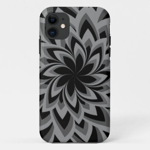 BLACK AND WHITE SWIRL FLOWERS   iPhone 11 CASE