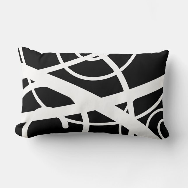 Black and white Swirl Lumbar Pillow (Front)