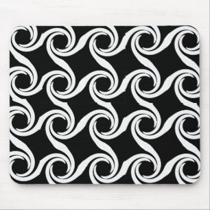 Black and White Swirl Pattern Mousepad
