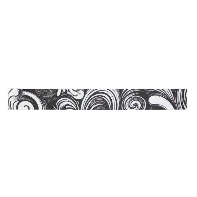 Black And White Swirl Pattern Satin Ribbon (Front)