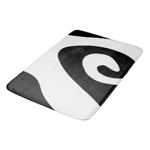 Black and White Swirl Wave Bath Mat