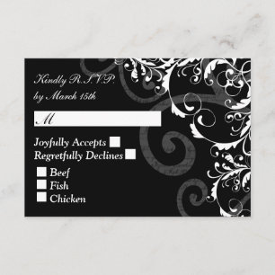 Black and White Swirl wedding RSVP