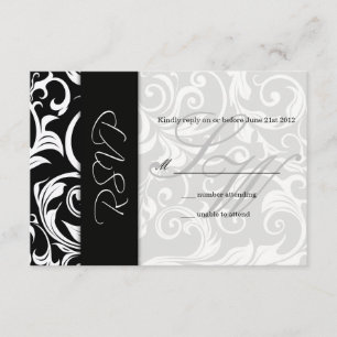 Black and White Swirl Wedding RSVP Card