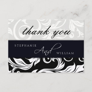 Black and White Swirl Wedding Thank You Card