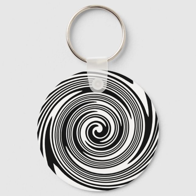 Black and white swirling pattern keychain (Front)
