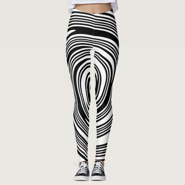 Black and white swirling pattern leggings (Front)