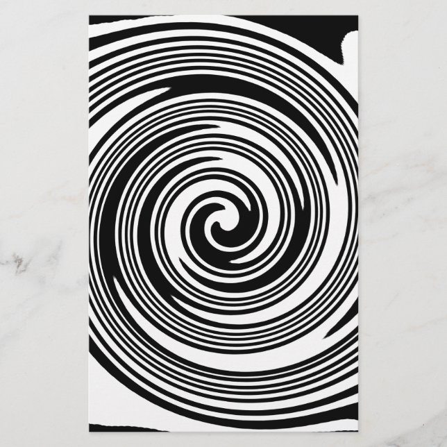 Black and white swirling pattern stationery (Front)