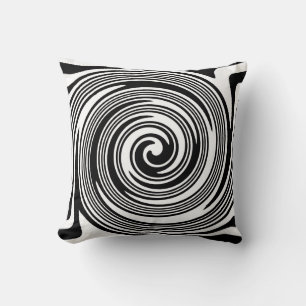Black and white swirling pattern throw pillow