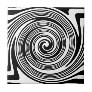 Black and white swirling pattern tile