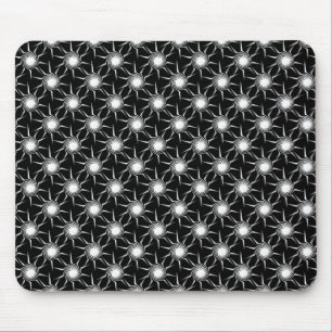 Black and White Swirling Suns Mousepad