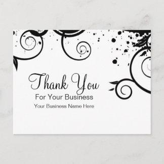 Black and White Swirls :: Business Postcard Templa
