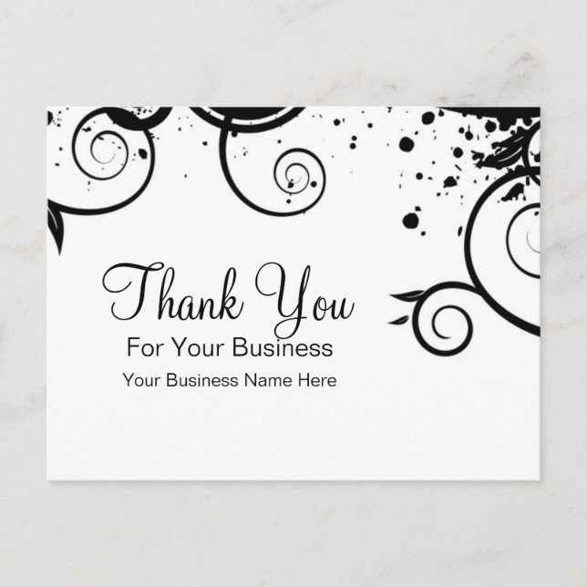 Black and White Swirls :: Business Postcard Templa (Front)