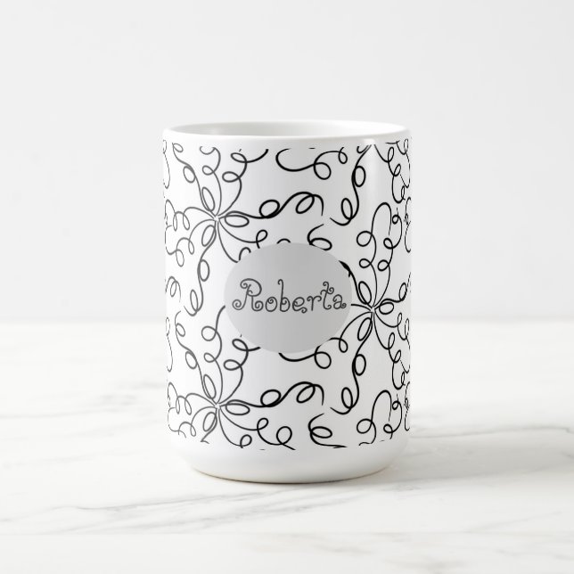 Black and White Swirls Coffee Mug (Center)