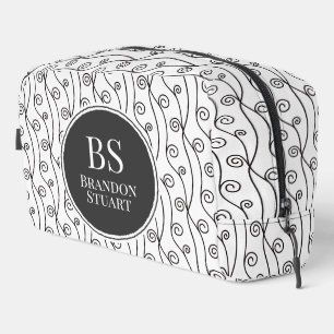 Black and White Swirls personalized Dopp Kit