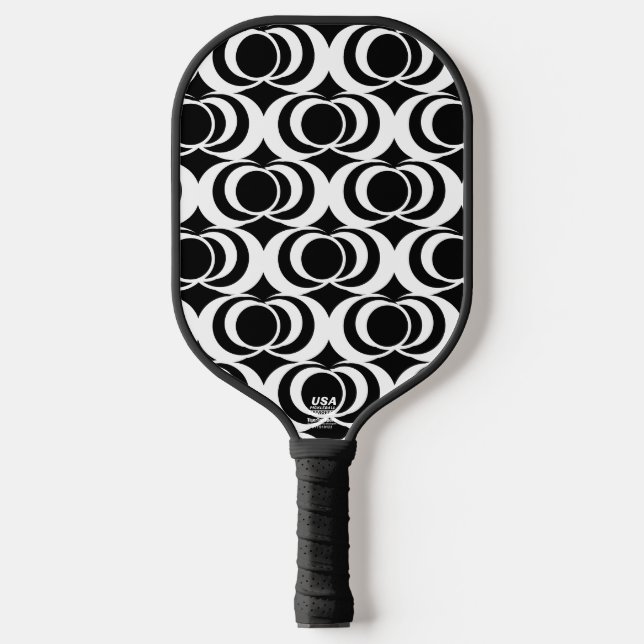 Black and White Swirls Pickleball Paddle (Front)