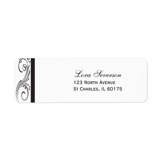 Black and White Swirls Return Address Return Address Label