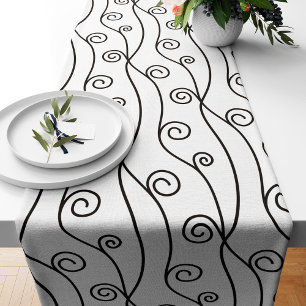 Black and White Swirls  Short Table Runner