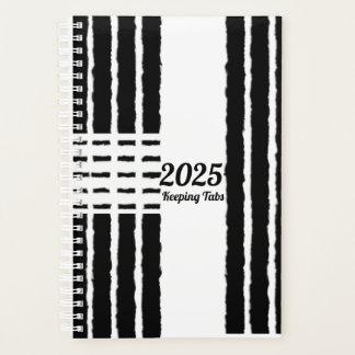 Black and white Tabby Stripes With hearts Planner