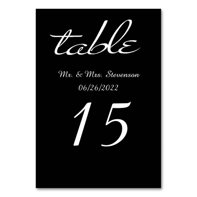 Black and White Table Number (Front)