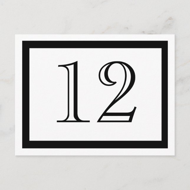 Black and White Table Number Cards (Front)