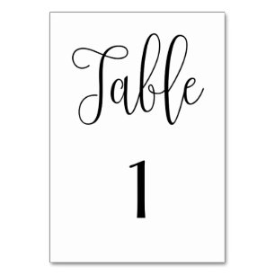 Black and white table number simple Modern wedding