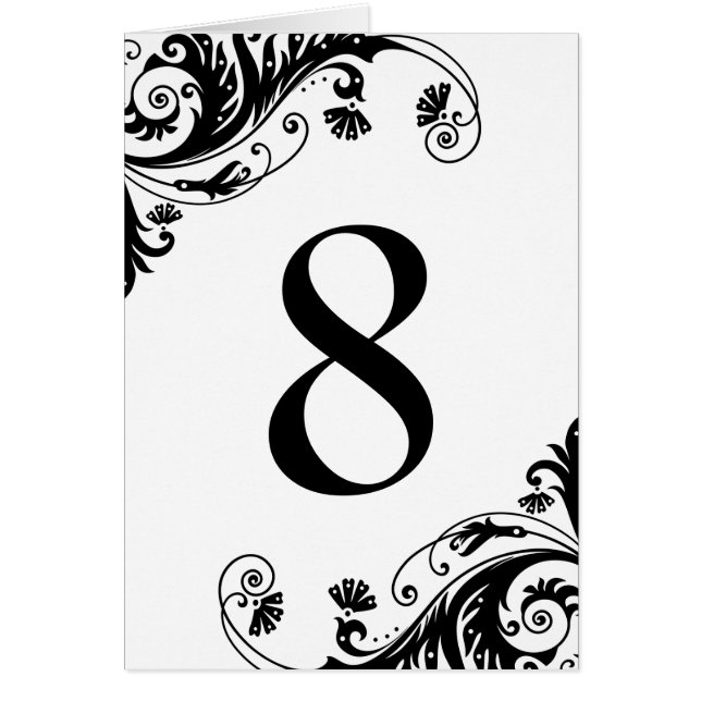 Black and White Table Seating Cards (Front)