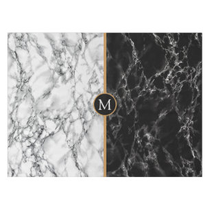 Black and White Tablecloth with Custom Letter