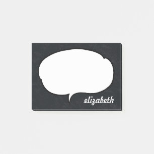 Black and White Talk Bubble Personalized Name Post-it Notes