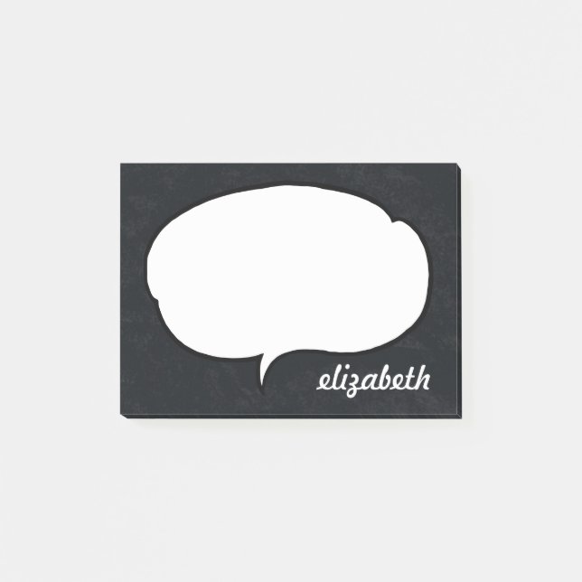 Black and White Talk Bubble Personalized Name Post-it Notes (Front)