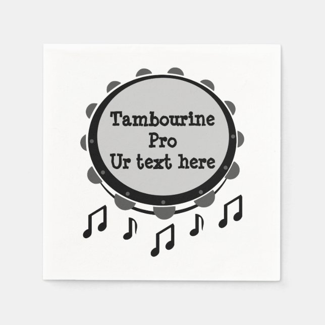 Black and White Tambourine Napkin (Front)