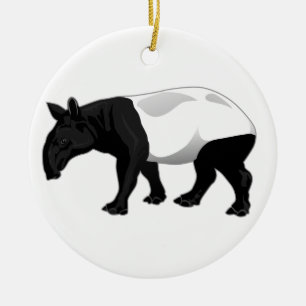 Black and White Tapir Ceramic Ornament