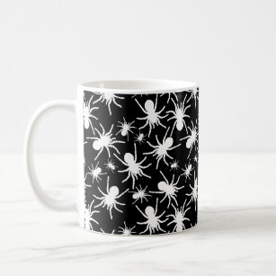 Black and White Tarantula Spider Pattern Coffee Mug