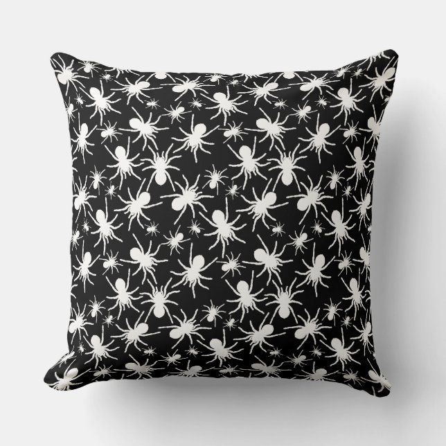 Black and White Tarantula Spider Throw Pillow (Front)