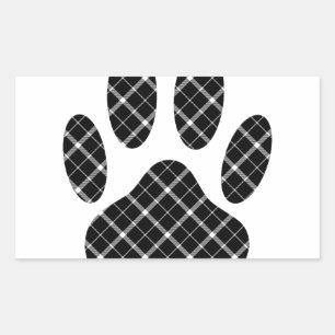 Black And White Tartan Dog Paw Print Sticker