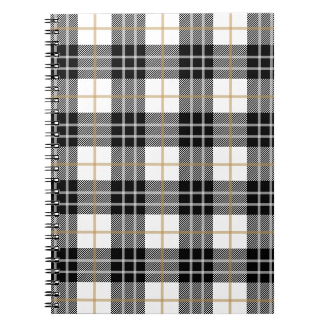 Black and White Tartan Plaid Notebook (Front)