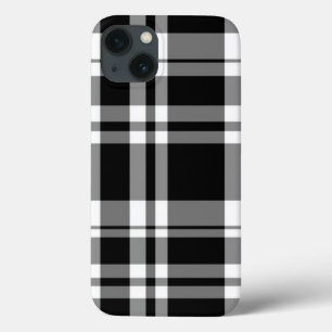 Black and white tartan plaid pattern  iPhone 13 case
