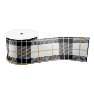 Black and White Tartan Plaid Satin Ribbon