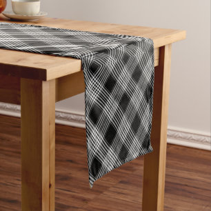 Black And White Tartan Plaid Short Table Runner